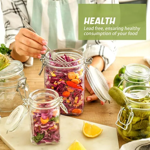 Vista 4 de Teenyyou Kit de fermentación de tarro de fermentación con pesos de fermentación y esclusas de aire para chucrut, verduras y otros alimentos