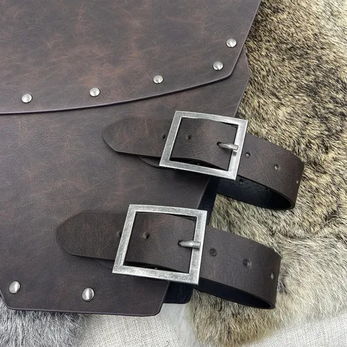 Vista 4 de HiiFeuer Armadura medieval de piel sintética para el pecho, armadura de cuerpo de arquero mercenario retro, chaleco ajustable para Ren Faire