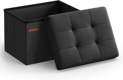 Vista 8 de SONGMICS Mazie Collection - Pequeña otomana plegable de almacenamiento, taburete reposapiés, 12.2 x 16.1 x 12.2 pulgadas, capacidad de carga de 286