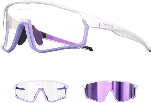 Vista 12 de KAPVOE Gafas de ciclismo fotocromáticas para hombres y mujeres, gafas de sol para bicicleta de montaña MTB, deportes, transición, triatlón, carrera
