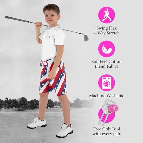 Vista 3 de Royal & Awesome - Pantalones cortos de golf para niños brillantes, divertidos y divertidos