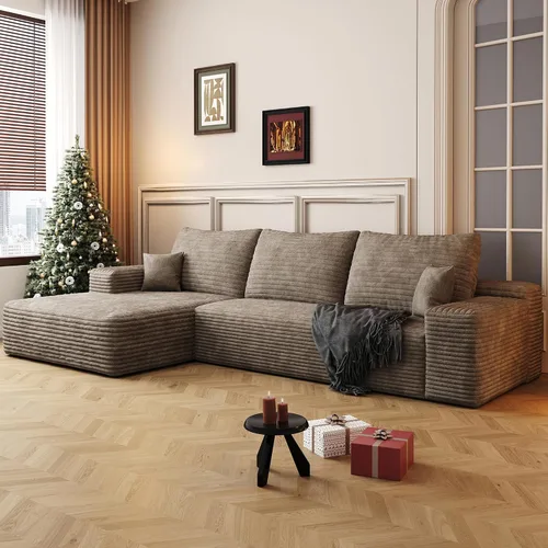 Vista 24 de Sofás seccionales de 105" para sala de estar, sofá cloud con forma de L tapizado, sofás modulares sin estructura rígida, sofá seccional moderno