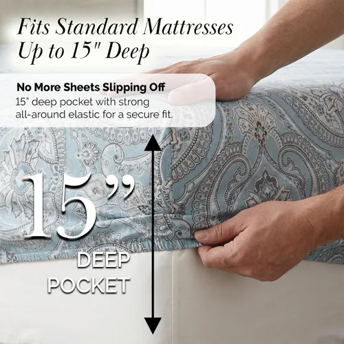 Vista 210 de Southshore Fine Living, Inc. Colección Winter Brush, juego de sábanas de 3 piezas para cama individual, sábana bajera con bolsillo profundo de 14