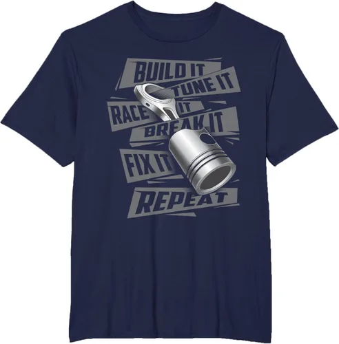 Vista 62 de Build It Tune It Race It Break It - Camiseta para entusiastas de los coches de carreras, talla S Negro