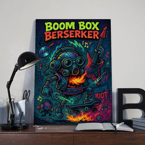 Vista 8 de KKAIO Boom Box, A Retro Sound Box by Crazy Audio Maniac, Is A Punk Street Pop Style Canvas Art Poster And Wall Art Picture Print Modern Family