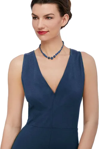 Vista 2 de Ross-Simons 6-13mm Lapis Bead Graduated Necklace With 14kt Yellow Gold