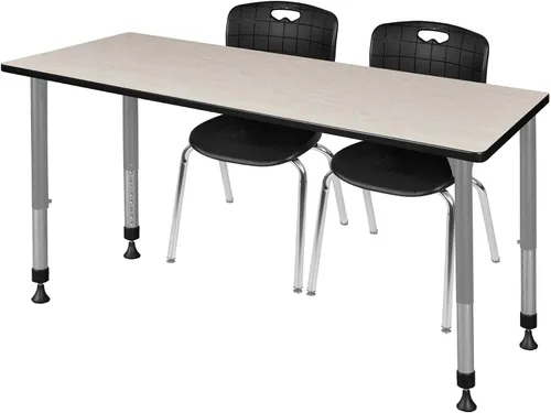 Vista 13 de Regency Kee - Juego de mesa de aula ajustable en altura con dos sillas Andy de 18 pulgadas, 60 x 30 pulgadas, cereza/negro Cerezo/Negro