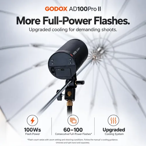 Vista 3 de Godox AD100Pro II AD100 Pro II 100Ws TTL Flash, 2.4G Wireless X System