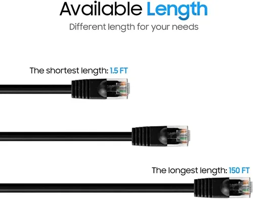 Vista 49 de Cmple - Cable Ethernet Cat5e de 1.5 pies, Cable Patch Ethernet UTP Cat 5e de 350 MHz, Cable LAN de red de 1 Gbps, conectores RJ45, compatible