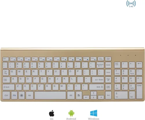 Vista 3 de Combo de teclado y mouse inalámbricos, compacto de tamaño completo de 2.4 GHz, ultra delgado, teclado inalámbrico con teclado numérico y mouse