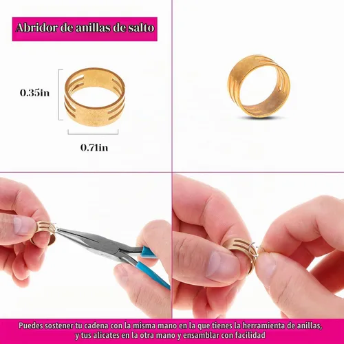 Vista 5 de Cridoz Kit de reparación de joyas con anillos de plata 1520 y 3 alicates para aretes, collares, anillos, pulseras
