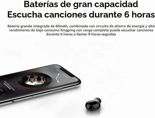 Vista 2 de Auricular inalámbrico Bluetooth Mini auricular inalámbrico Bluetooth V5.0 en el oído auriculares con 4-5 horas de tiempo de reproducción con Negro