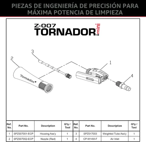 Vista 3 de Tornador Z-007 Mini Herramienta de limpieza de automóviles de alta presión compacta Diseño ergonómico que acelera el detalle interior Funciona