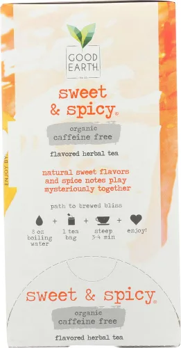 Vista 2 de Good Earth Sweet & Spicy, té de hierbas de manzanilla sin cafeína, 18 bolsas de té (paquete de 6)