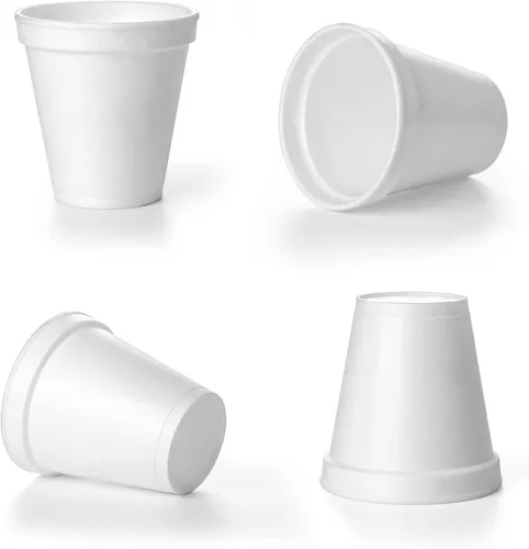 Vista 2 de Concession Essentials Vasos desechables de espuma blanca de 8 oz - Paquete de 100