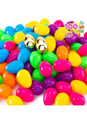 Vista 2 de Set de 100 piezas de conchas de huevo de Pascua coloridas de 2.4 pulgadas Multicolor