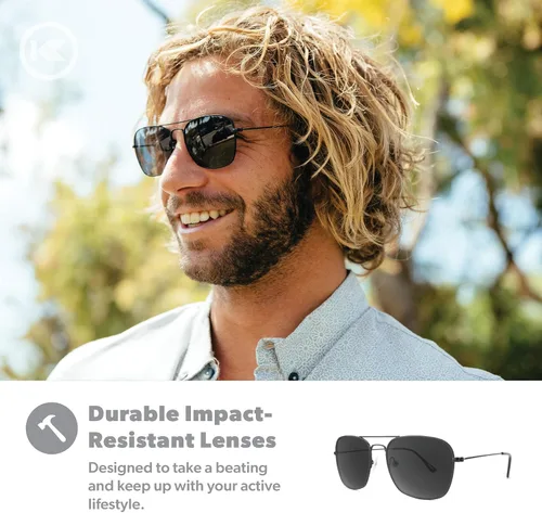 Vista 5 de Knockaround Mount Evans - Gafas de sol polarizadas estilo aviador cuadradas con protección UV400 completa