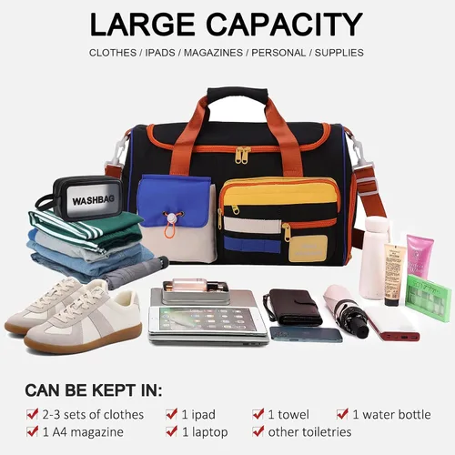 Vista 120 de Pequeña bolsa de gimnasio para mujer, bolsa de viaje con compartimento para zapatos