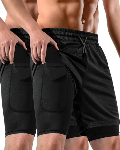 Vista 8 de 2 in 1 Mens Shorts Casual 2 Pack, Running Gym Shorts for Men 7 Inch, Workout Shorts Men with Pockets &Towel Loop