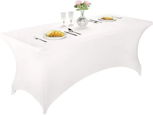 Vista 81 de LZY Cubierta de Mesa Elástica Ajustable de Spandex para Mesa Plegable de 6 pies, 4 pies o 8 pies, Mantel de Cóctel Rectangular, Perfecto para Champn
