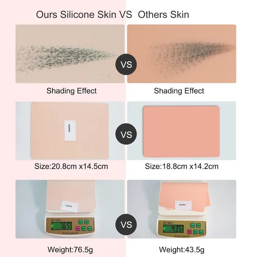 Vista 4 de 3 piezas gruesas de dos lados Microblading Practice Silicon Skin Perfecto para maquillaje permanente y microblading Nano cejas ombre práctica