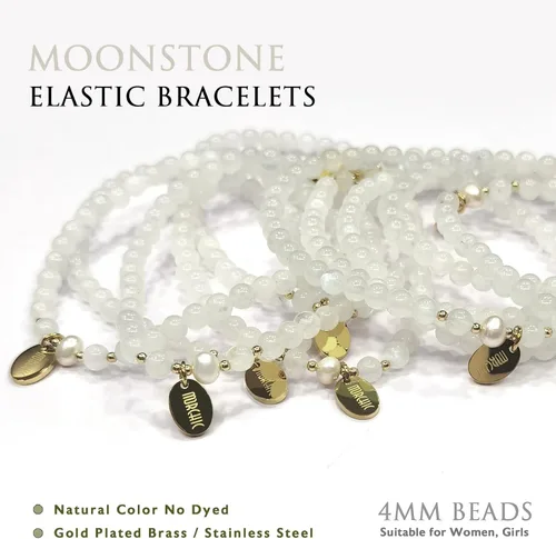 Vista 5 de Morchic Pulsera elástica de cuentas de piedras preciosas naturales de 0.157 pulgadas para mujer, con perlas de agua dulce, regalo de cumpleaños