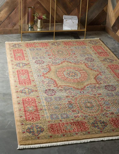 Vista 4 de Unique Loom Palace Collection - Alfombra bohemia tradicional, medallón, vintage (2 pies x 3 pies, rectangular, azul claro/bronceado)
