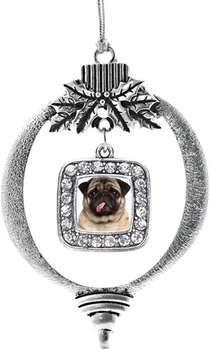 Vista 107 de Inspired Silver - Nana púrpura - Adorno de Navidad plateado - Adorno cuadrado para árbol de Navidad con circonita cúbica - Decoración colgante