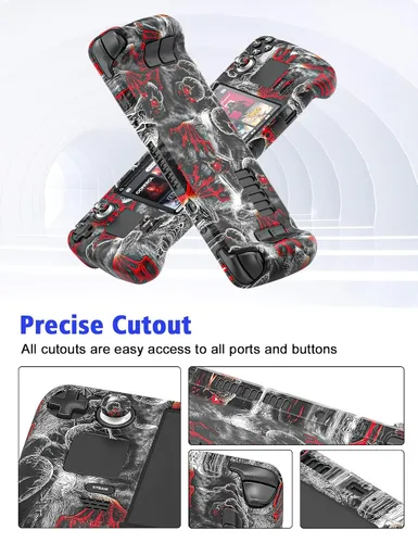 Vista 4 de Relohas Case for Steam Deck Accessories Set for Steam Deck Silicone Cover Skin Shell Stand Dock Touch Skin Sticker and Thumb Grip Full Protection