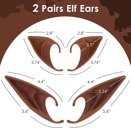 Vista 5 de FRESHME Orejas de Hada Duende Pixie – Orejas Puntiagudas Suaves Élficas para Cosplay, Mascarada, Vampiro, Orejas de Hada, Accesorios de Disfraz