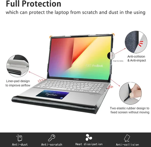 Vista 5 de Funda protectora para Asus VivoBook S15 S532FA/VivoBook 15 F512DA F512FA X512FA/Q547FD Q537FD/ZenBook Flip 15 Q538EI Q528EH y funda para Lenovo Negro