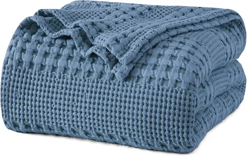 Vista 19 de PHF Manta ligera de punto gofre 100% algodón para cama, King, color blanco 02 Blanco