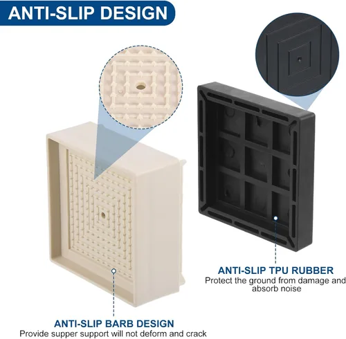Vista 3 de uxcell Elevadores de cama, 4 piezas, elevadores de muebles de 1.5 pulgadas, elevador de sofá cuadrado ajustable con alfombrilla antideslizante