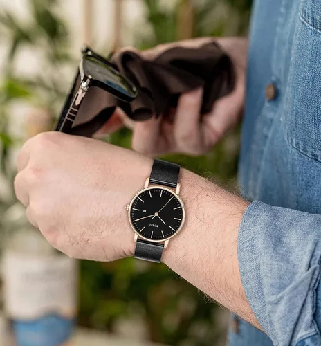 Vista 4 de BUREI - Reloj de pulsera analógico para hombre con fecha, extensible de malla de acero inoxidable