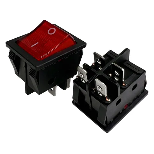 Vista 20 de Interruptor basculante DPST On-Off Unilluminated Negro 4 Pin 1.220x0.984 in Rectangular Snap-in Interruptor de alimentación de palanca