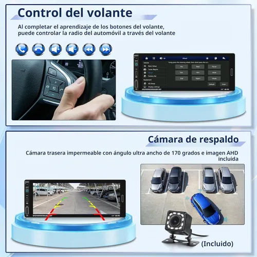 Vista 4 de [Fuluku] Estéreo de coche de 6,9 pulgadas de un solo DIN con Carplay inalámbrico Android Auto Wireless Carplay Android Auto,1 Din Car Radio BT