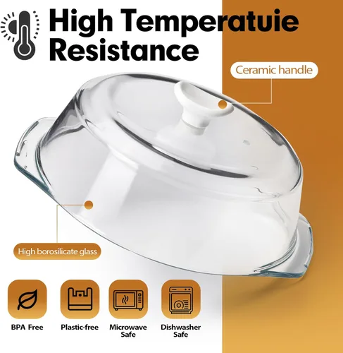 Vista 8 de ACEPRUT - Cubierta de vidrio sin plástico para salpicaduras de microondas con mango y tornillo de cerámica, 100% grado alimenticio, sin BPA, apto