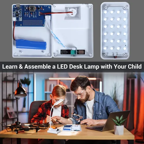 Vista 2 de MIOYOOW Kit de práctica de soldadura: construye tu propia lámpara de escritorio LED, luz de cuello de cisne recargable con brillo ajustable