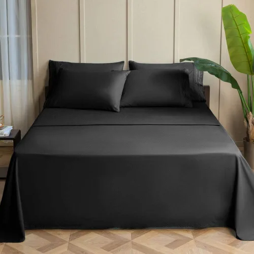 Vista 20 de SONORO KATE Sábanas 100% viscosa derivada de bambú tamaño matrimonial, sábanas ultra transpirables y refrescantes para personas que duermen con Beige