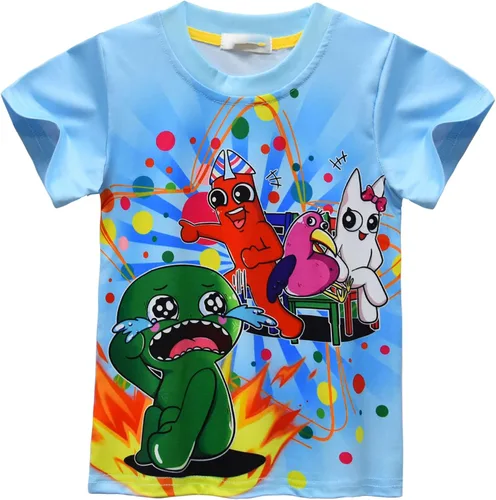 Vista 3 de ULMANI Camisa de manga corta con estampado 3D para niños, camiseta de anime, pantalones cortos, traje de 2 piezas para niño y niña