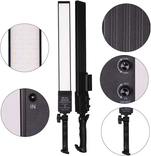 Vista 7 de Luz de video LED alimentada por batería, varita portátil de mano, regulable 2800-5500 K, kit de luz de estudio fotográfico con batería de iones