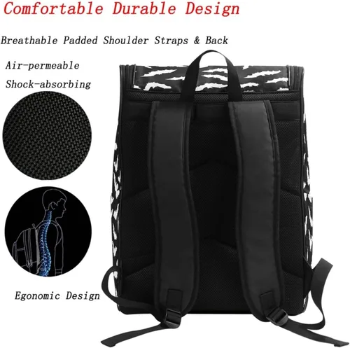 Vista 2 de Naanle Elegante diseño de murciélagos de Halloween, mochila grande para libros de escuela, mochila impermeable para computadora, mochila de viaje