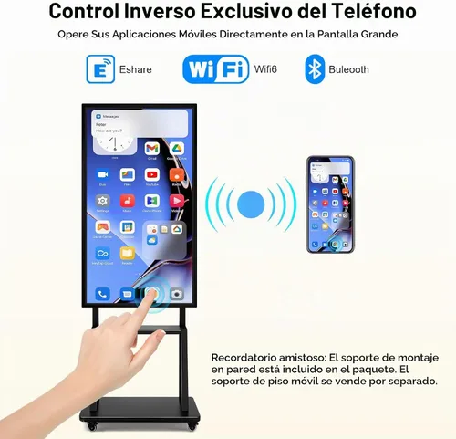 Vista 3 de Placa inteligente de 49 pulgadas, 8 núcleos 8K Android 12, chip RK3588, 8GB+64GB, duplicación inalámbrica Eshare con control de teléfono