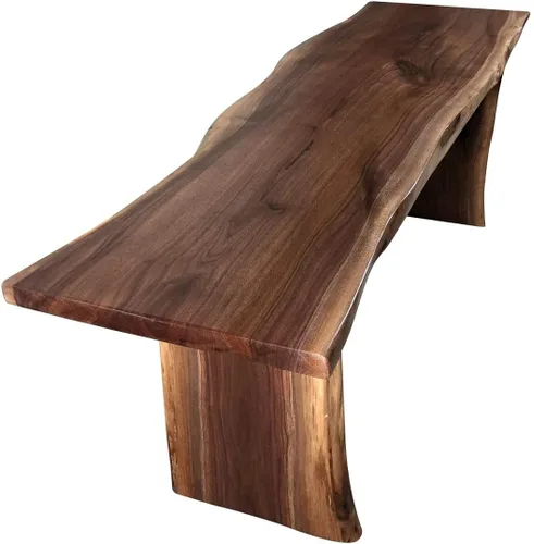 Vista 10 de Rustic Red Door Co. Banco de madera con borde vivo para mesa de comedor, entrada, dormitorio, acento de sala de estar, losa de madera maciza