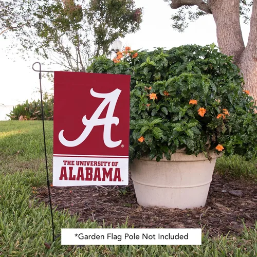 Vista 6 de Bandera de jardín de la Universidad de Alabama Crimson Tide Bama UA Banner 100% poliéster (diseño A)