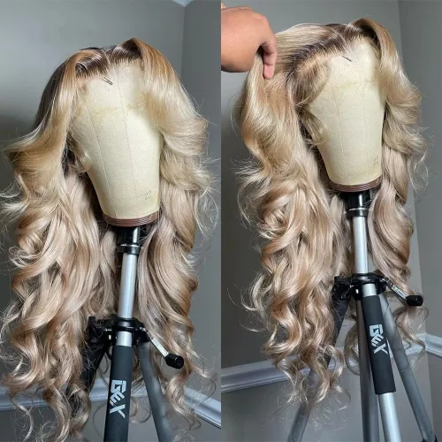 Vista 11 de CIYOO Peluca de cabello humano rubio con reflejos de densidad del 200 %, 13 x 6, peluca ondulada HD con encaje frontal, prearrancada, sin pegamento