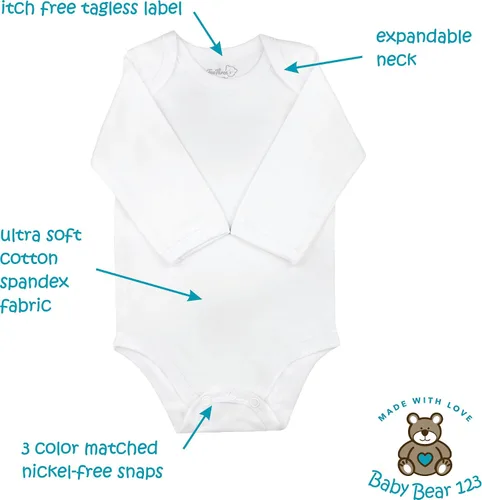 Vista 22 de 123 Bear Baby Cotton Spandex Infant Bodysuits Long Sleeve and Short Sleeve