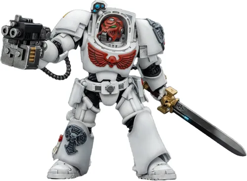 Vista 20 de JOYTOY Black Templars Warhammer 40k 1/18 Figura de acción Black Templars Terminator 1 con espada de poder y bolter de tormenta, regalos