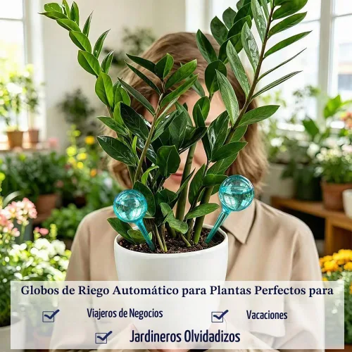Vista 3 de Globo de riego automático para plantas, 6 estacas de riego automático de plantas, sistema de bulbo de riego automático de plantas, dispositivo