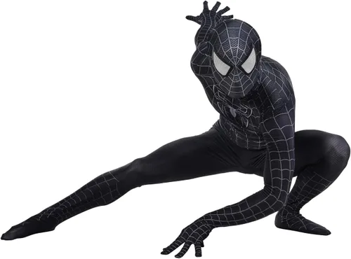 Vista 2 de COGUCI Black Halloween Cosplay Costume Breathable Stretchy Spandex Material Suit for AdultKids